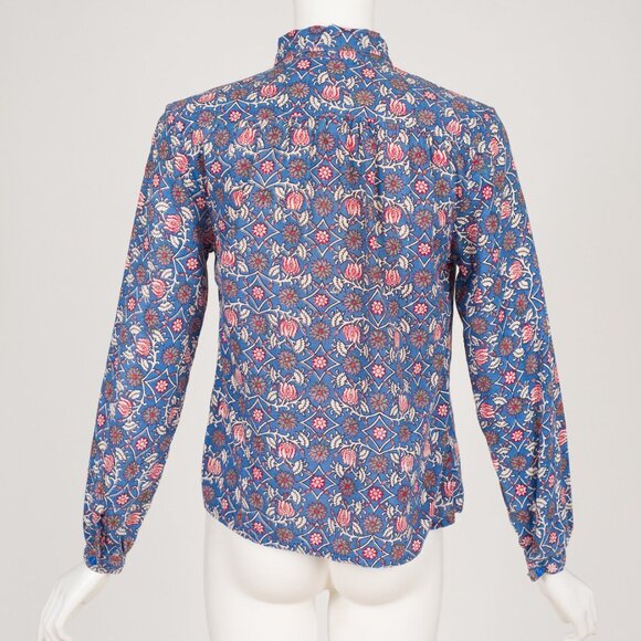 1970s Vintage "Kani" Indian Cotton Floral Print Button-Up Shirt Sz S - Picture 5 of 6
